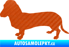 Samolepka Pes 094 levá Baset 3D karbon oranžový