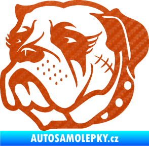 Samolepka Pes 097 levá Buldok 3D karbon oranžový