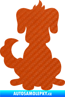 Samolepka Pes 113 levá kreslená silueta 3D karbon oranžový