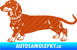 Samolepka Pes 122 levá jezevčík 3D karbon oranžový