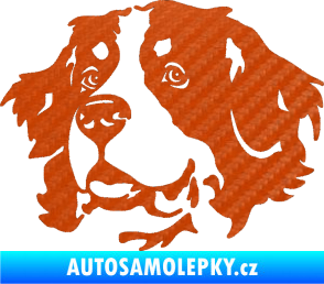 Samolepka Pes 131 levá bernský salašnický pes 3D karbon oranžový