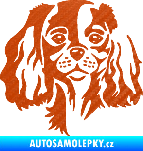 Samolepka Pes 132 levá Cavalier king Charles spaniel 3D karbon oranžový