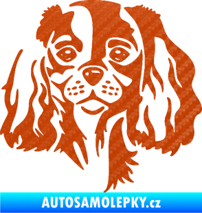 Samolepka Pes 132 pravá Cavalier king Charles spaniel 3D karbon oranžový