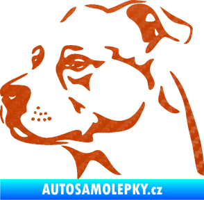 Samolepka Pes 134 levá Stafordširský bulteriér 3D karbon oranžový