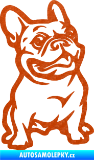 Samolepka Pes 139 pravá francouzský buldoček 3D karbon oranžový