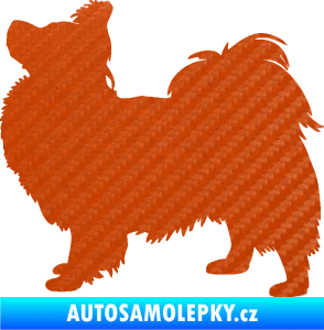 Samolepka Pes 149 levá papillon 3D karbon oranžový