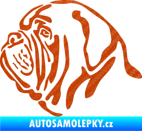 Samolepka Pes 163 levá bordeauxská doga 3D karbon oranžový