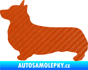 Samolepka Pes 164 levá Welsh Corgi Pembroke 3D karbon oranžový