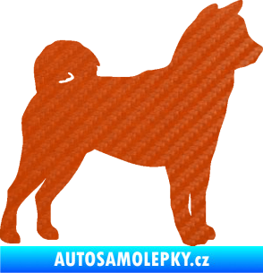 Samolepka Pes 191 pravá Shiba - Inu 3D karbon oranžový