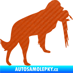 Samolepka Pes 193 pravá lovecký s bažantem 3D karbon oranžový