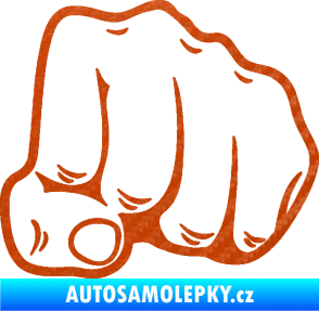 Samolepka Pěst 003 pravá 3D karbon oranžový