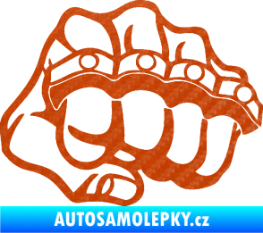 Samolepka Pěst boxer pravá 3D karbon oranžový