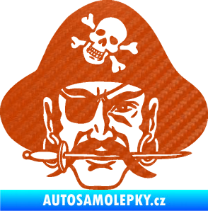 Samolepka Pirát 002 pravá 3D karbon oranžový