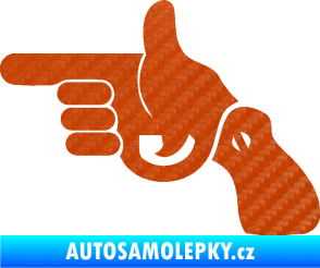 Samolepka Pistole 002 levá han gun 3D karbon oranžový