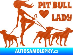 Samolepka Pit Bull lady pravá 3D karbon oranžový