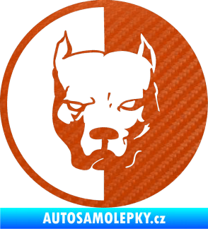Samolepka Pitbull 001 kruh pravá 3D karbon oranžový