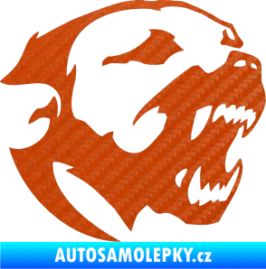 Samolepka Pitbull hlava 001 pravá 3D karbon oranžový