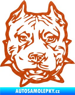 Samolepka Pitbull hlava 003 pravá 3D karbon oranžový