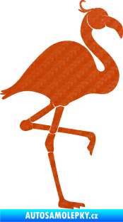 Samolepka Plameňák 003 pravá 3D karbon oranžový