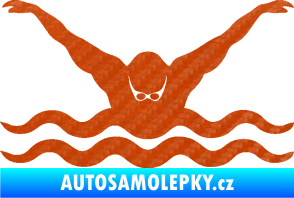 Samolepka Plavání 001  3D karbon oranžový