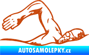 Samolepka Plavání pravá 002  3D karbon oranžový