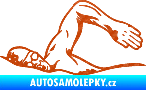 Samolepka Plavání levá 002  3D karbon oranžový