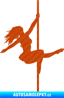 Samolepka Pole dance 001 pravá tanec na tyči 3D karbon oranžový