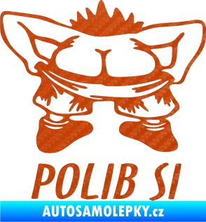 Samolepka Polib si 3D karbon oranžový