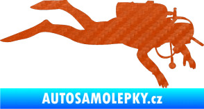 Samolepka Potápěč 003 pravá 3D karbon oranžový