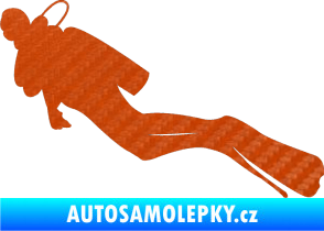 Samolepka Potápěč 005 levá 3D karbon oranžový