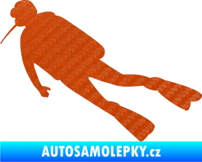 Samolepka Potápěč 006 levá 3D karbon oranžový