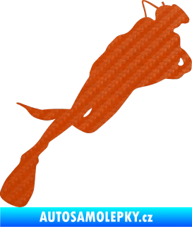 Samolepka Potápěč 008 pravá 3D karbon oranžový
