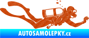 Samolepka Potápěč 011 pravá 3D karbon oranžový