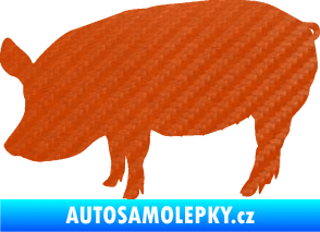Samolepka Prase 001 levá 3D karbon oranžový
