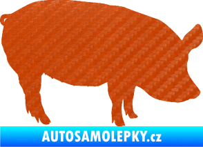 Samolepka Prase 001 pravá 3D karbon oranžový