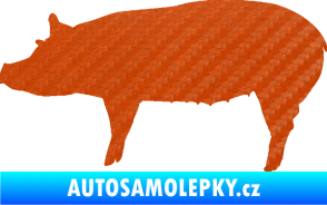 Samolepka Prase 002 levá 3D karbon oranžový