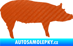 Samolepka Prase 002 pravá 3D karbon oranžový