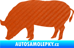 Samolepka Prase 004 levá 3D karbon oranžový