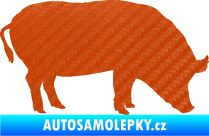 Samolepka Prase 004 pravá 3D karbon oranžový