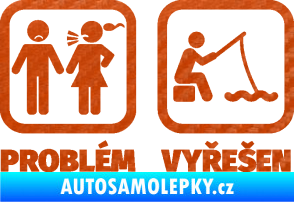 Samolepka Problém? Vyřešen 006 na ryby 3D karbon oranžový