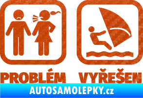 Samolepka Problém? Vyřešen 009 plachtění 3D karbon oranžový