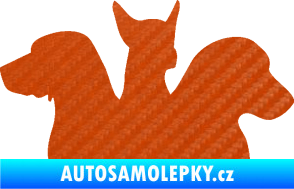 Samolepka Psi 001 pravá skupinka 3D karbon oranžový