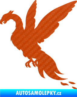 Samolepka Pták Fénix 001 levá 3D karbon oranžový