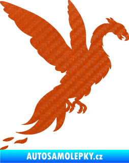 Samolepka Pták Fénix 001 pravá 3D karbon oranžový