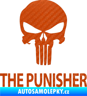 Samolepka Punisher 002 s nápisem 3D karbon oranžový