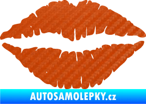 Samolepka Pusa 001 otisk rtů 3D karbon oranžový