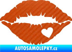 Samolepka Pusa 004 se srdíčkem pravá 3D karbon oranžový