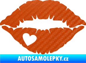 Samolepka Pusa 004 se srdíčkem levá 3D karbon oranžový