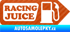 Samolepka Racing juice symbol tankování 3D karbon oranžový