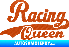 Samolepka Racing Queen nápis 3D karbon oranžový